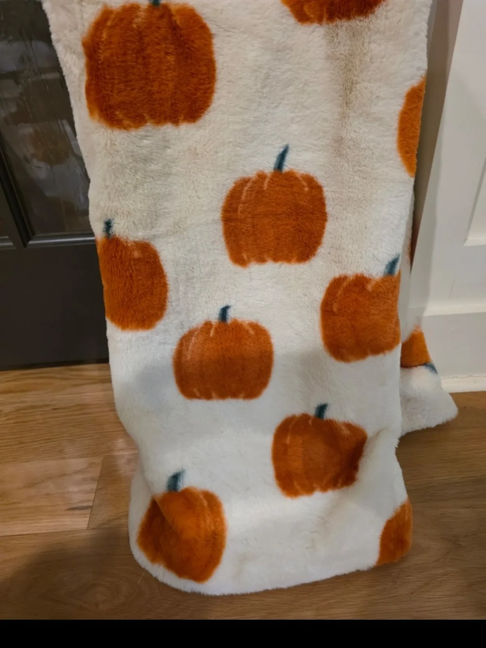 The Farmhouse Cream & Orange Pumpkin Faux Fur Decorative Throw